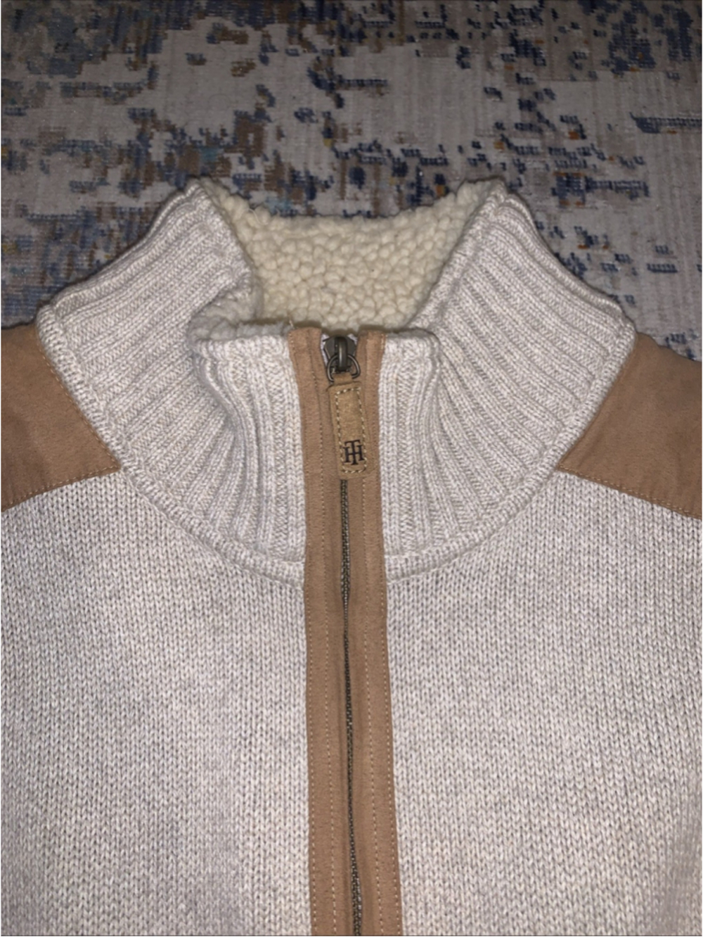 Tommy Hilfiger 1/4-Zip Heavy Pullover Sweater With Elbow & Shoulder Patches XXG - Picture 10 of 16